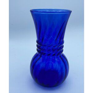 Brody Cobalt Blue Swirl  Design Glass Vase 6 -1/4"